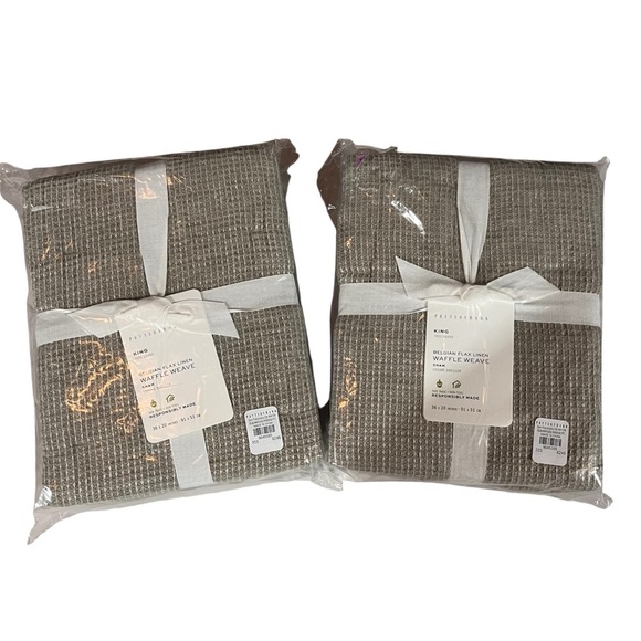 Pottery Barn Other - Pottery Barn NEW Set of Two Belgian Flax Linen Waffle Weave Pillow Shams King